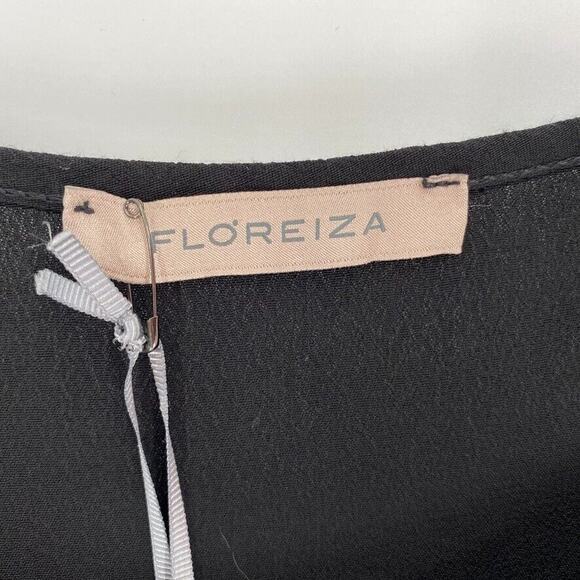 Floreiza Womens Boho Blouse Black Sheer Sleeve Florence Italy Sz M NEW - Picture 3 of 7